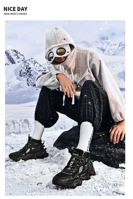 Męskie buty zimowe grube pluszowe trampki wodoodporne OTR - Wianko - 8