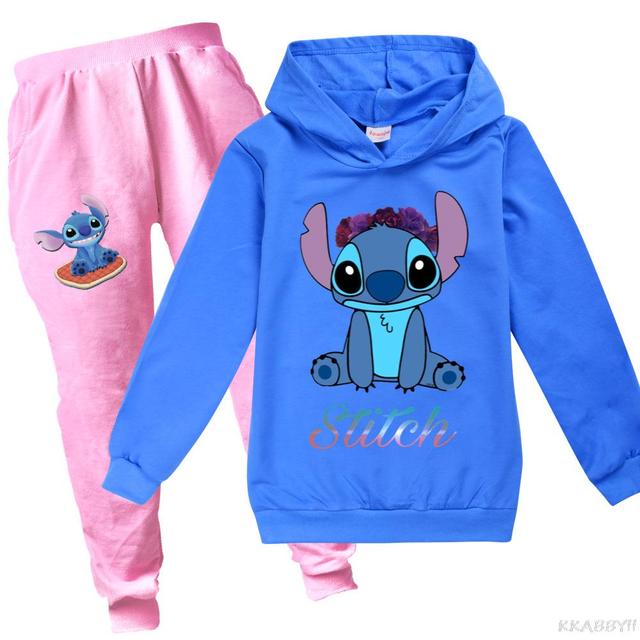Dziecięcy dres z kapturem Disney Stitch 2021 - nowa bawełna, jesienne ubranie dla chłopców i dziewczynek (T-shirt i spodnie) - Wianko - 9