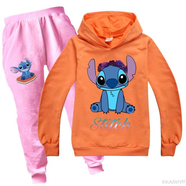Dziecięcy dres z kapturem Disney Stitch 2021 - nowa bawełna, jesienne ubranie dla chłopców i dziewczynek (T-shirt i spodnie) - Wianko - 10