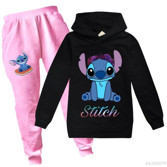 Dziecięcy dres z kapturem Disney Stitch 2021 - nowa bawełna, jesienne ubranie dla chłopców i dziewczynek (T-shirt i spodnie) - Wianko - 8