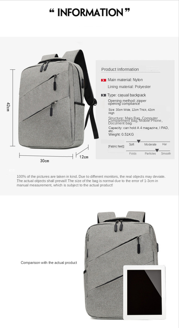 Męski plecak podróżny z ładowaniem USB i miejscem na laptopa 15.6 cala - wodoodporny - Wianko - 11