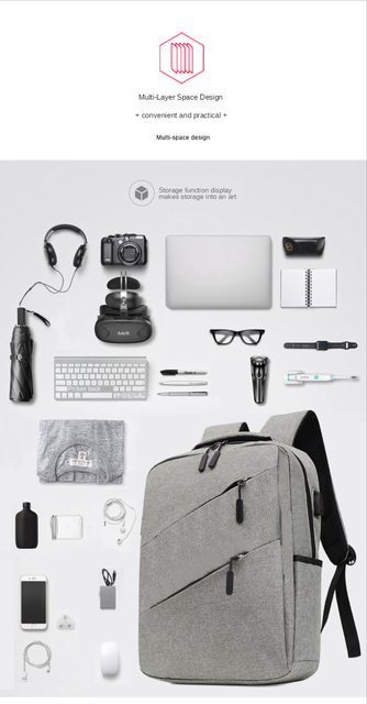 Męski plecak podróżny z ładowaniem USB i miejscem na laptopa 15.6 cala - wodoodporny - Wianko - 5