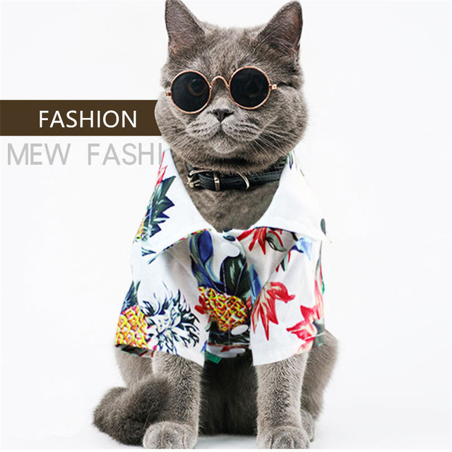 Lato: Sfinks - Ubrania dla kotów, koszula hawajski styl, letnie ubrania, osobowość, buldog francuski kostium - Wianko - 9