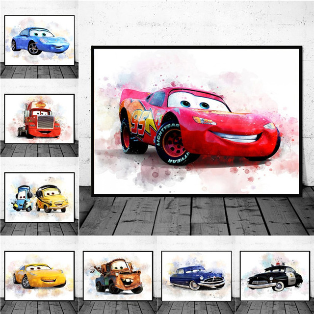 Śmieszne i piękne kreskówki Pixar Cars - plakaty na płótnie żywymi kolorami pojazdów do dekoracji salonu - Wianko - 3