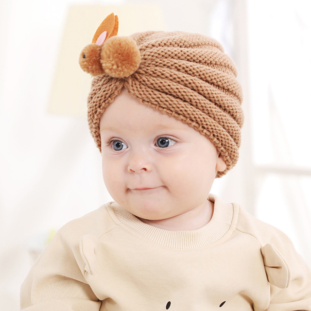Jednokolorowy królik czapka dla niemowląt - Turban śliczne miękkie elastyczne noworodki dziewczyna chłopiec czapka zimowa szydełkowa - Wianko - 5