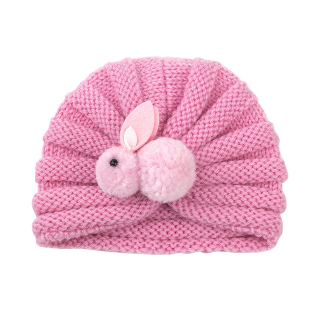 Jednokolorowy królik czapka dla niemowląt - Turban śliczne miękkie elastyczne noworodki dziewczyna chłopiec czapka zimowa szydełkowa - Wianko - 12