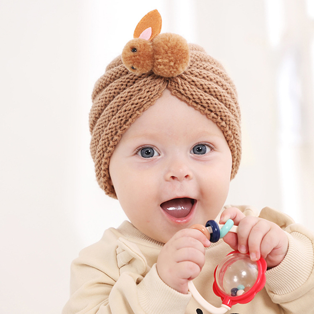 Jednokolorowy królik czapka dla niemowląt - Turban śliczne miękkie elastyczne noworodki dziewczyna chłopiec czapka zimowa szydełkowa - Wianko - 6