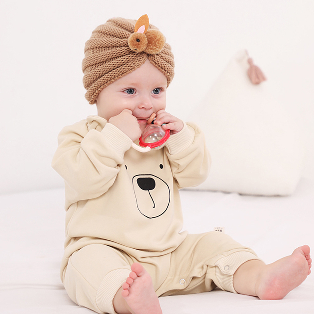 Jednokolorowy królik czapka dla niemowląt - Turban śliczne miękkie elastyczne noworodki dziewczyna chłopiec czapka zimowa szydełkowa - Wianko - 4