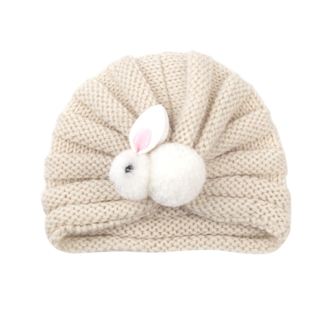 Jednokolorowy królik czapka dla niemowląt - Turban śliczne miękkie elastyczne noworodki dziewczyna chłopiec czapka zimowa szydełkowa - Wianko - 13