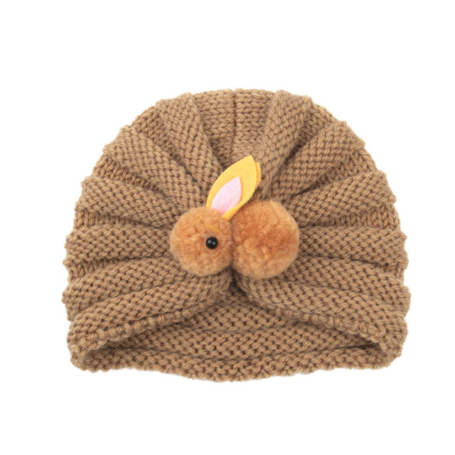 Jednokolorowy królik czapka dla niemowląt - Turban śliczne miękkie elastyczne noworodki dziewczyna chłopiec czapka zimowa szydełkowa - Wianko - 10