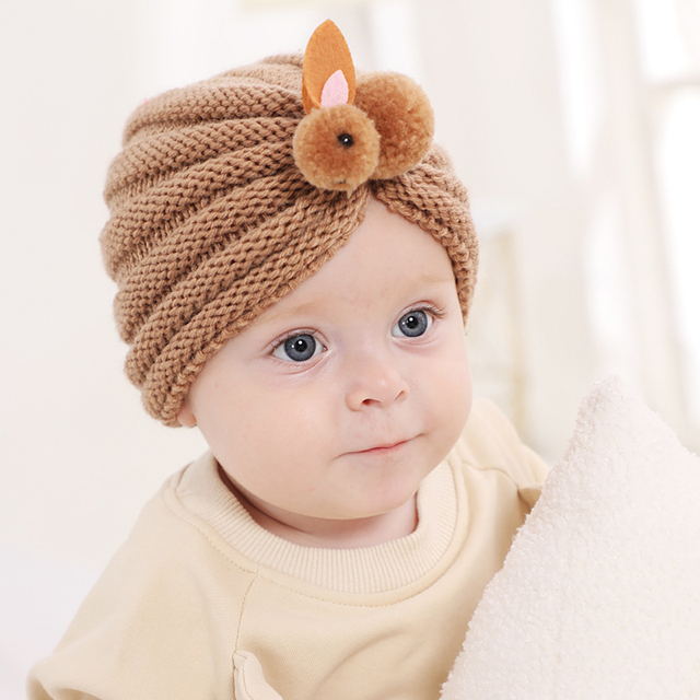 Jednokolorowy królik czapka dla niemowląt - Turban śliczne miękkie elastyczne noworodki dziewczyna chłopiec czapka zimowa szydełkowa - Wianko - 2