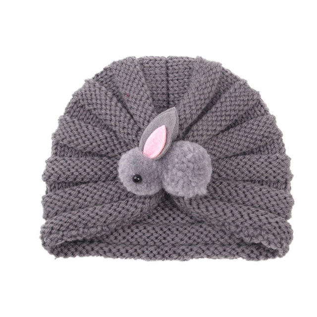 Jednokolorowy królik czapka dla niemowląt - Turban śliczne miękkie elastyczne noworodki dziewczyna chłopiec czapka zimowa szydełkowa - Wianko - 11
