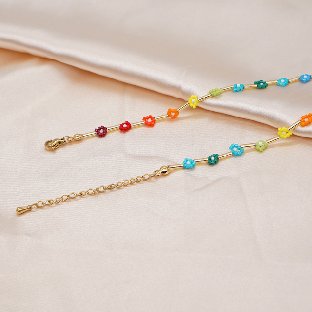 Zestaw biżuterii Go2BoHo Rainbow Miyuki – ręcznie tkane naszyjnik i bransoletka z małymi koralikami Daisy Flower - Wianko - 8