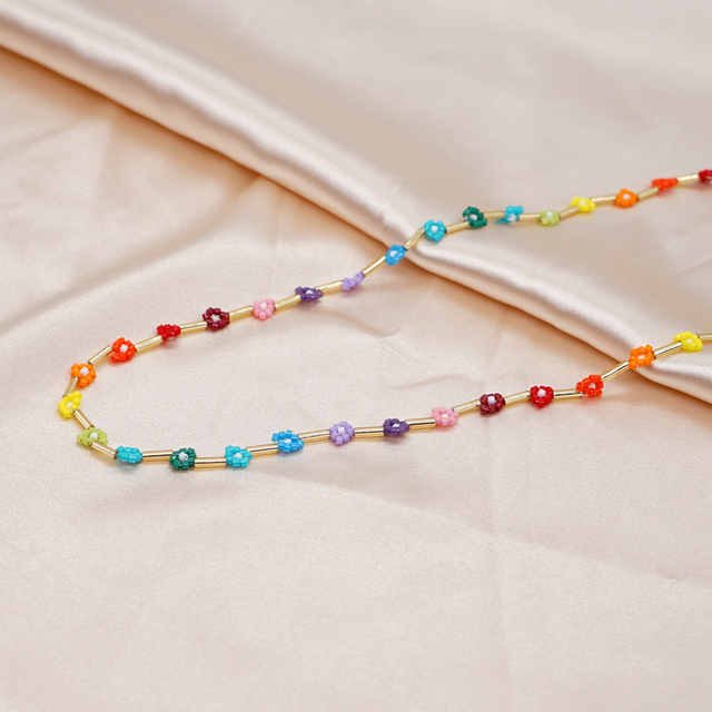 Zestaw biżuterii Go2BoHo Rainbow Miyuki – ręcznie tkane naszyjnik i bransoletka z małymi koralikami Daisy Flower - Wianko - 9