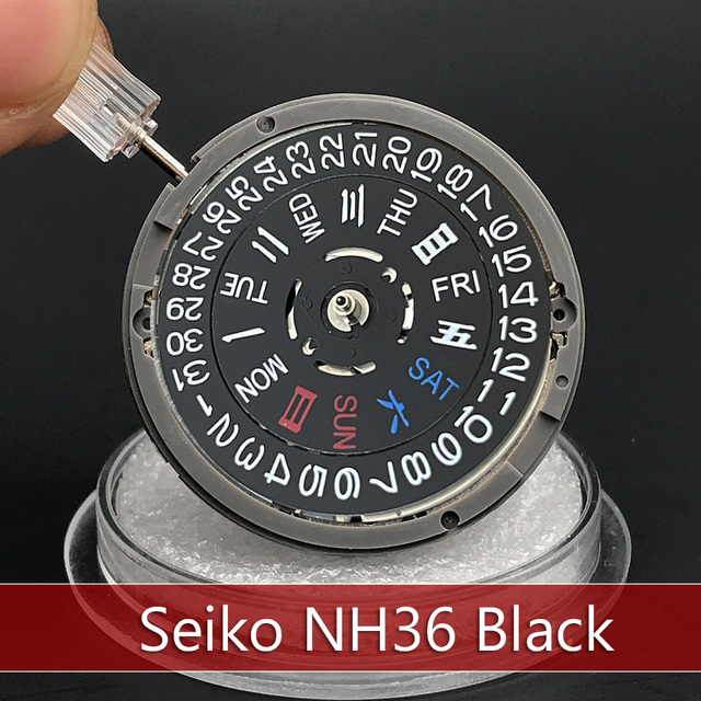 Japonia NH36A mechanizm mechaniczny z 24 klejnotami, czarna korona, oryginalny Seiko automatyczny mechanizm z datownikiem - akcesoria do zegarków - Wianko - 10