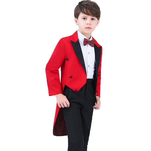 Garnitur formalny Tuxedo fortepian dla chłopców - komplet na urodziny i ślub, 5 sztuk: kurtka, koszula, spodnie, krawat - Wianko - 5