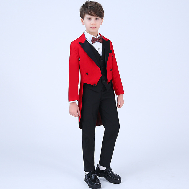 Garnitur formalny Tuxedo fortepian dla chłopców - komplet na urodziny i ślub, 5 sztuk: kurtka, koszula, spodnie, krawat - Wianko - 16