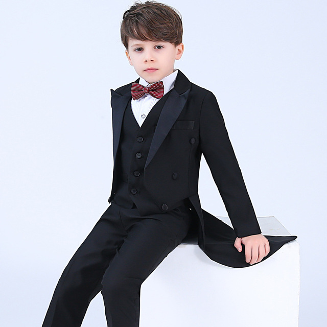 Garnitur formalny Tuxedo fortepian dla chłopców - komplet na urodziny i ślub, 5 sztuk: kurtka, koszula, spodnie, krawat - Wianko - 10