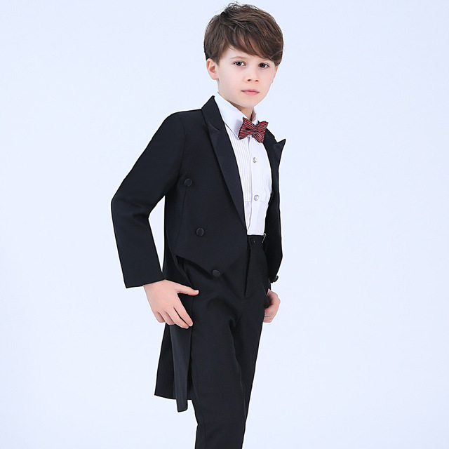 Garnitur formalny Tuxedo fortepian dla chłopców - komplet na urodziny i ślub, 5 sztuk: kurtka, koszula, spodnie, krawat - Wianko - 13