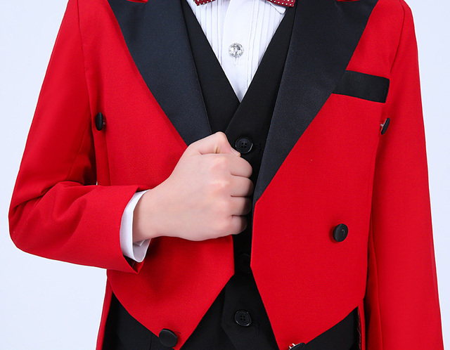Garnitur formalny Tuxedo fortepian dla chłopców - komplet na urodziny i ślub, 5 sztuk: kurtka, koszula, spodnie, krawat - Wianko - 19