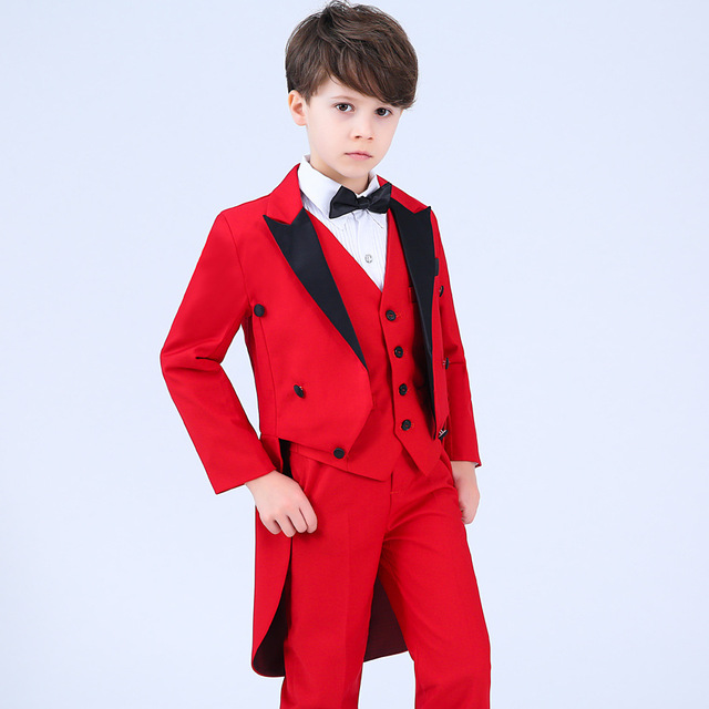 Garnitur formalny Tuxedo fortepian dla chłopców - komplet na urodziny i ślub, 5 sztuk: kurtka, koszula, spodnie, krawat - Wianko - 9
