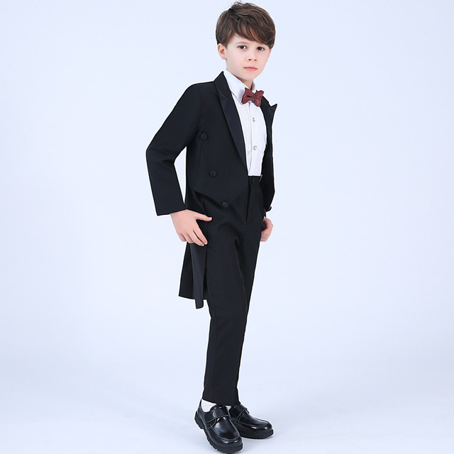 Garnitur formalny Tuxedo fortepian dla chłopców - komplet na urodziny i ślub, 5 sztuk: kurtka, koszula, spodnie, krawat - Wianko - 15