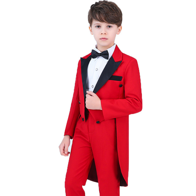 Garnitur formalny Tuxedo fortepian dla chłopców - komplet na urodziny i ślub, 5 sztuk: kurtka, koszula, spodnie, krawat - Wianko - 6