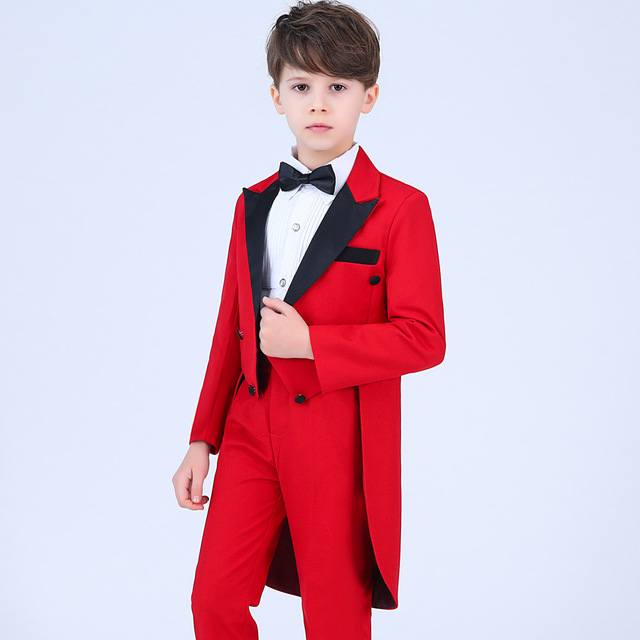 Garnitur formalny Tuxedo fortepian dla chłopców - komplet na urodziny i ślub, 5 sztuk: kurtka, koszula, spodnie, krawat - Wianko - 8