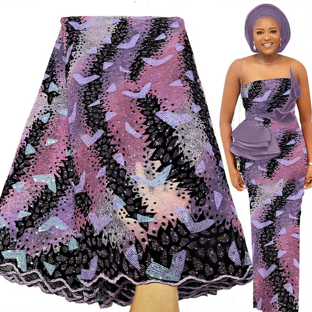 Tiul koronkowy Bestway Fashion - 5 jardów, 2021, wysoka jakość, nigeryjski haft ślubny, afrykański materiał cekinowy - Wianko - 13