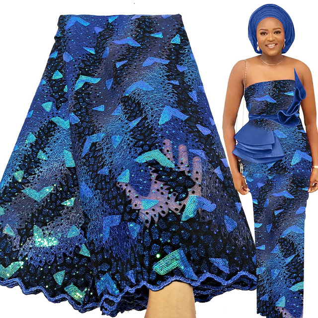 Tiul koronkowy Bestway Fashion - 5 jardów, 2021, wysoka jakość, nigeryjski haft ślubny, afrykański materiał cekinowy - Wianko - 12