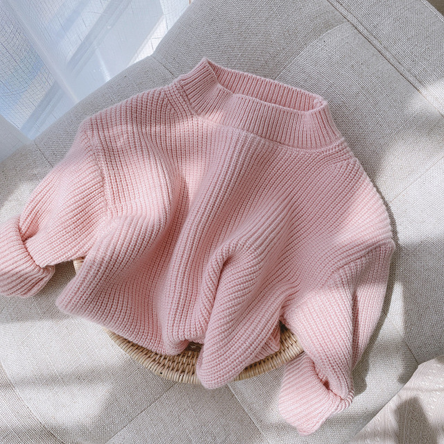 Solidny sweter dzieci dziewczynek jesień 2020, cukierkowy kolor, luźny fason, O-neck, rozmiary 3M-6Y - Wianko - 4