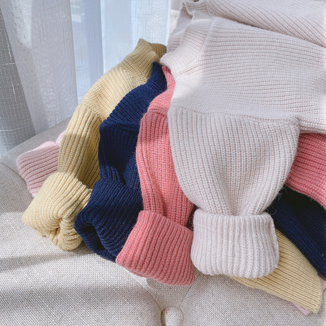 Solidny sweter dzieci dziewczynek jesień 2020, cukierkowy kolor, luźny fason, O-neck, rozmiary 3M-6Y - Wianko - 6