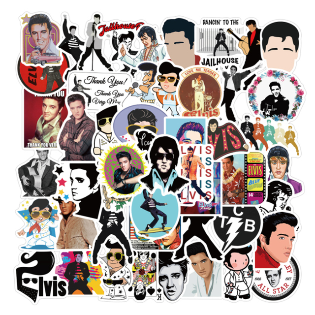 Naklejki 50 sztuk Elvis Presley - piosenkarz rockowy, wodoodporne, do podróżnych walizek, telefonów, laptopów - graffiti, dla dzieci, dziewczyn - Wianko - 2