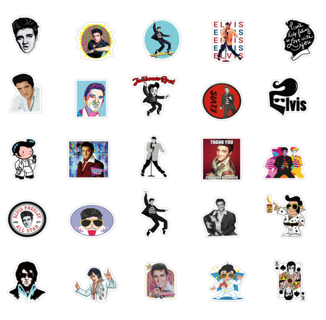 Naklejki 50 sztuk Elvis Presley - piosenkarz rockowy, wodoodporne, do podróżnych walizek, telefonów, laptopów - graffiti, dla dzieci, dziewczyn - Wianko - 6