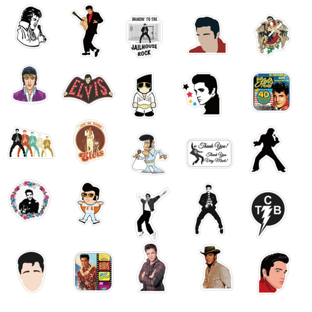 Naklejki 50 sztuk Elvis Presley - piosenkarz rockowy, wodoodporne, do podróżnych walizek, telefonów, laptopów - graffiti, dla dzieci, dziewczyn - Wianko - 5