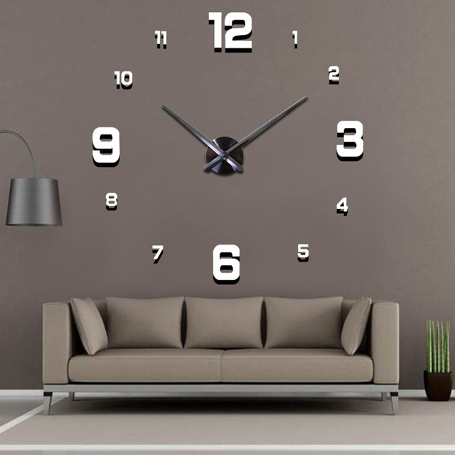 Duży zegar DIY bezramowy z nowoczesnym designem - zestaw Wall Art, idealny do dekoracji wnętrz w domu, biurze i szkole - Wianko - 1