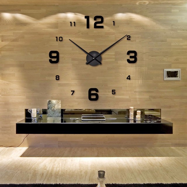 Duży zegar DIY bezramowy z nowoczesnym designem - zestaw Wall Art, idealny do dekoracji wnętrz w domu, biurze i szkole - Wianko - 3