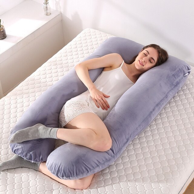 Poduszka dla kobiet w ciąży w kształcie litery U do snu, karmienia i ochrony talii - Wianko - 1