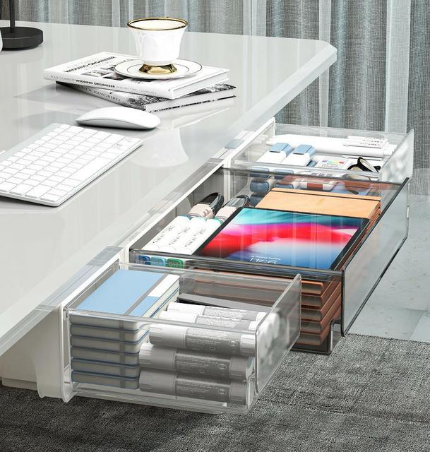 Szuflada plastikowa z ukrytym wkładem, idealna na biurko – organizer, memo, piórnik - Wianko - 5