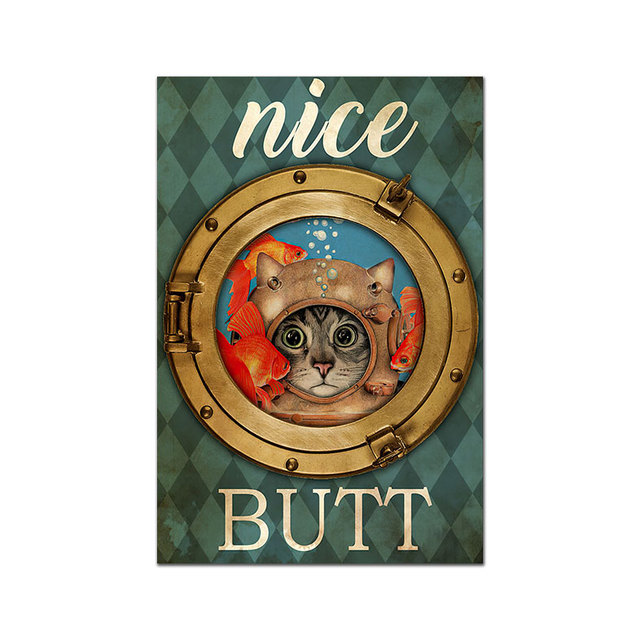 Plakat vintage z drukowanym obrazem mentalnego kota – zabawny i ozdobny obraz na płótnie - Wianko - 10
