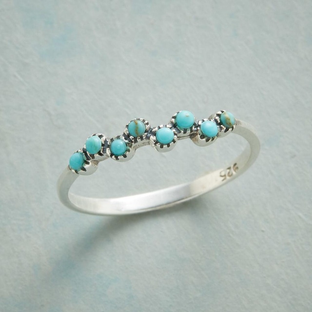 Srebrny pierścień Cavort z małymi, odtworzonymi turkusowymi bąbelkami - biżuteria zaręczynowa - Wianko - 3
