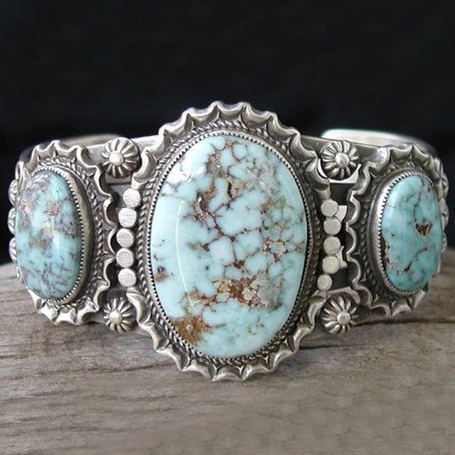 Srebrny pierścień Cavort z małymi, odtworzonymi turkusowymi bąbelkami - biżuteria zaręczynowa - Wianko - 11