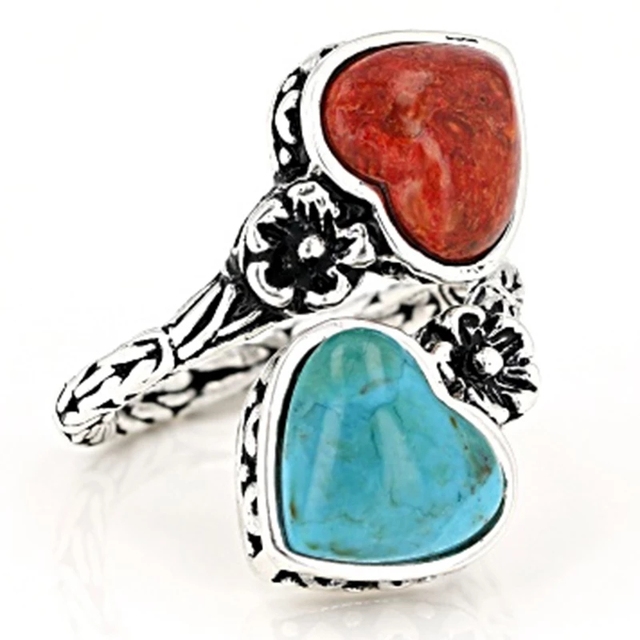 Srebrny pierścień Cavort z małymi, odtworzonymi turkusowymi bąbelkami - biżuteria zaręczynowa - Wianko - 7