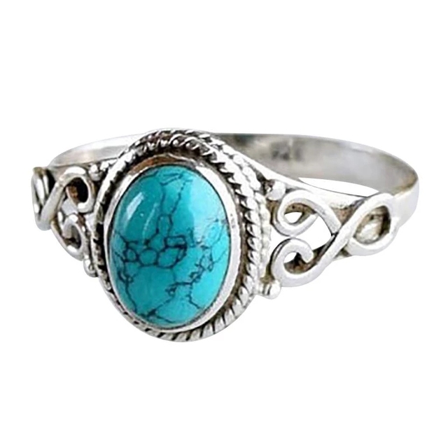 Srebrny pierścień Cavort z małymi, odtworzonymi turkusowymi bąbelkami - biżuteria zaręczynowa - Wianko - 5