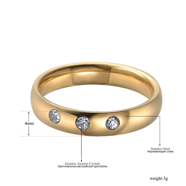 Pierścionki ZooMango Trendy - złoty kolor, 3 sztuki, kryształowe, dla kobiet i dziewczyn, stal nierdzewna, biżuteria ślubna, zaręczynowa - ZR19031 - Wianko - 2