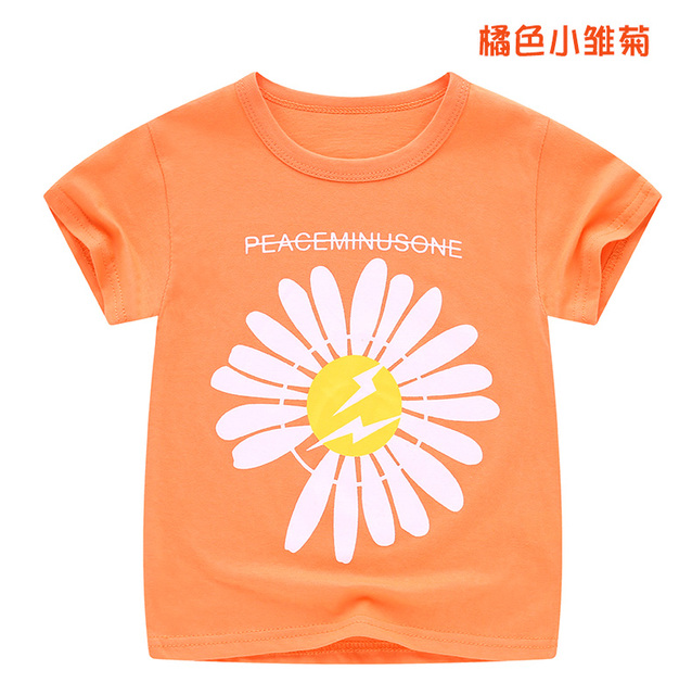 Koszulki dziecięce na lato z motywem kwiatów daisy i dinozaura, modny wzór, 100% bawełna, oddychające, krótki rękaw - Wianko - 10