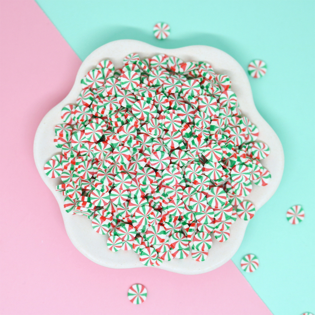 Glinka cukierkowa 5mm g/100 szt. mięta pieprzowa, płaskie plastry, miękka ceramika, zraszacze do majsterkowania i rzemiosła szlamowego, wypełnienie do dekoracji Boże Narodzenie - Wianko - 2
