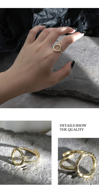 Pierścionek 925 srebrny w geometrycznym kształcie, prezent dla kobiet, minimalistyczny i ręcznie wykonany - nowy trend biżuteryjny 2021 - Wianko - 14