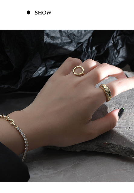 Pierścionek 925 srebrny w geometrycznym kształcie, prezent dla kobiet, minimalistyczny i ręcznie wykonany - nowy trend biżuteryjny 2021 - Wianko - 13