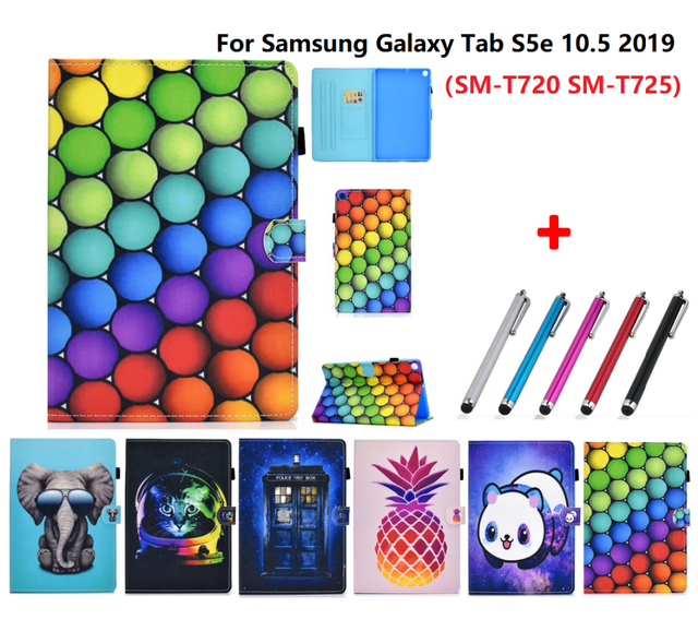 Kolorowa obudowa z nadrukiem pandy i kota dla tabletu Samsung Galaxy Tab S5e 10.5 SM-T720 T725 - długopis w zestawie - Wianko - 1